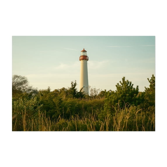 Cape May Lighthouse Through Trees - Cape May New Jersey Photography Lighthouse Nature Landscape Scenic Coastal Seaside Rural Unframed Wall Art Print 5 x 7 inches
