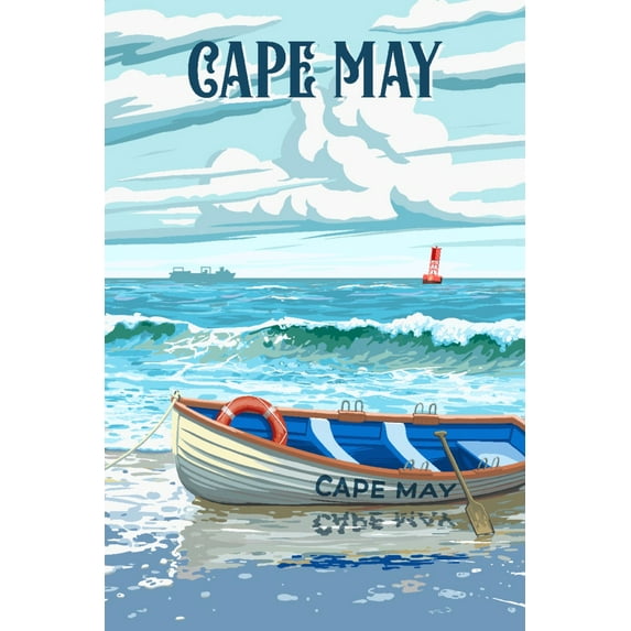 Cape May, New Jersey, Lifeboat on Beach (12x18 Wall Art Poster, Room Decor)