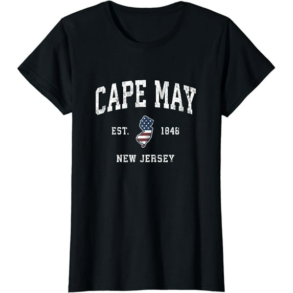 Cape May New Jersey NJ Vintage American Flag Sports Design T-Shirt