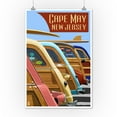 thumbnail image 1 of Cape May, New Jersey - Woodies Lined Up - Lantern Press Poster (12x18 Art Print, Wall Decor Travel Poster), 1 of 1