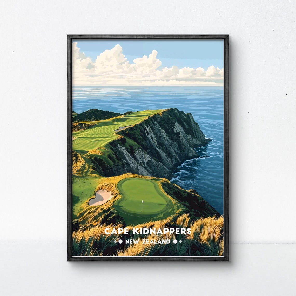 Cape Nappers Golf Course New Zealand Vintage Travel Wall Art Home Decor ...
