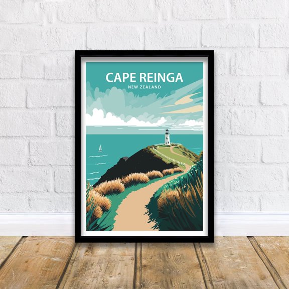 Cape Reinga New Zealand Light House Nz Travel Wall Art Unframed Paper Print