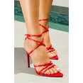 thumbnail image 1 of Cape Robbin ADA Red Super Strappy Pointy Open Toe Ankle Strap Stiletto Heel (8), 1 of 1