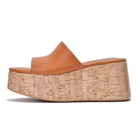 Cape Robbin Banka Nude Slip On Round Open Toe Chunky Wedge Heel Fashion Sandals (Nude, 5.5)