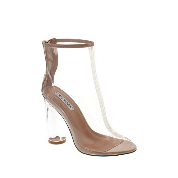 Cape Robbin Benny-1 Open Toe Block Chunky Clear Perspex Heel Ankle Boot Bootie Shoe