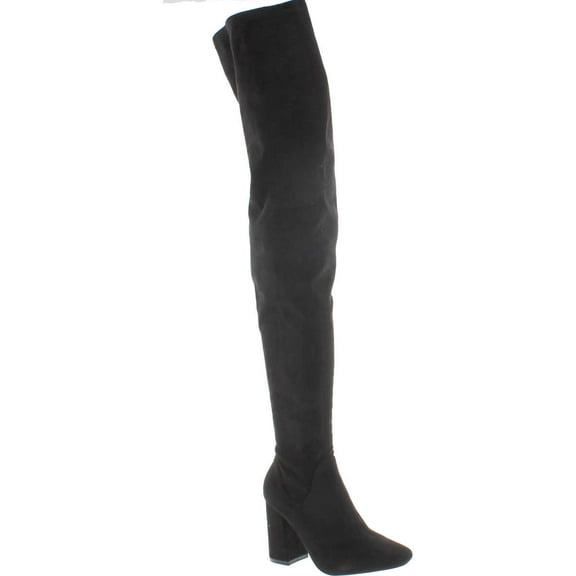 Cape Robbin Betisa-4 Women's Side Zip Block Heel Stretchy Snug Fit Thigh High Boots