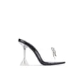 thumbnail image 1 of Cape Robbin Black Bad Guy Black Crystal Clear Open Toe High Heel Mule Pumps (6.5, BLACK), 1 of 4