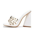 thumbnail image 1 of Cape Robbin Block Chunky High Heels Women Transparent Slip-On Square Open Toe Gold Studs Spikes MAXFIELD White 8, 1 of 4
