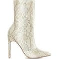 thumbnail image 1 of Cape Robbin Boomslang Snake Beige Round Toe Mid Calf Rectangle Heel Fall Bootie, 1 of 3