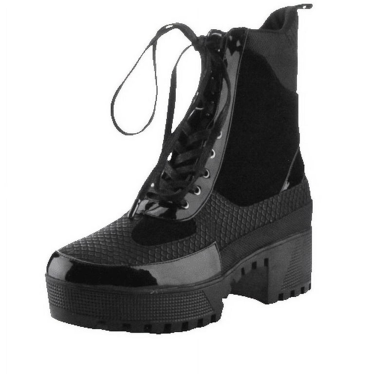 Cape Robbin Commander Black Combat Platform Boots Chunky Block Heels Black 10