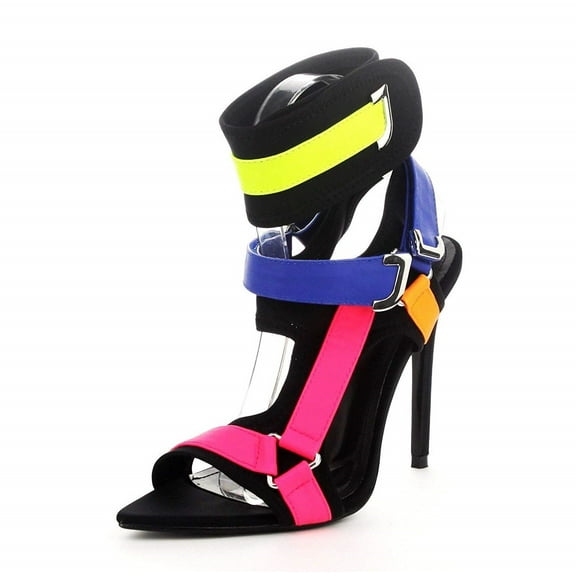Cape Robbin Dive In MultiColor Strappy High Heel Single Sole Caged Sandal (6)