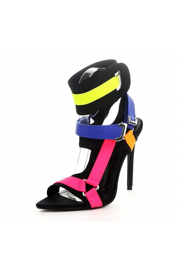 Dive In MultiColor Strappy High Heel Single Sole Caged Sandal (6)