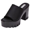 thumbnail image 1 of Cape Robbin Echoya Black Slip On Block Heel Open Round Toe Fashion Heeled Sandal (Black, 10), 1 of 4