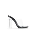 thumbnail image 1 of Cape Robbin Edna Clear Chunky Block High Square Open Toe Heels Sandals Mule (BLACK, 7.5), 1 of 5