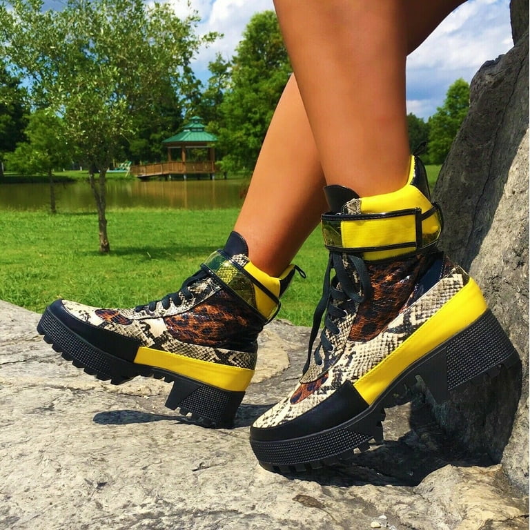 Cape Robbin Future Wave Leopard Snake Lace Up Lug Sole Commander