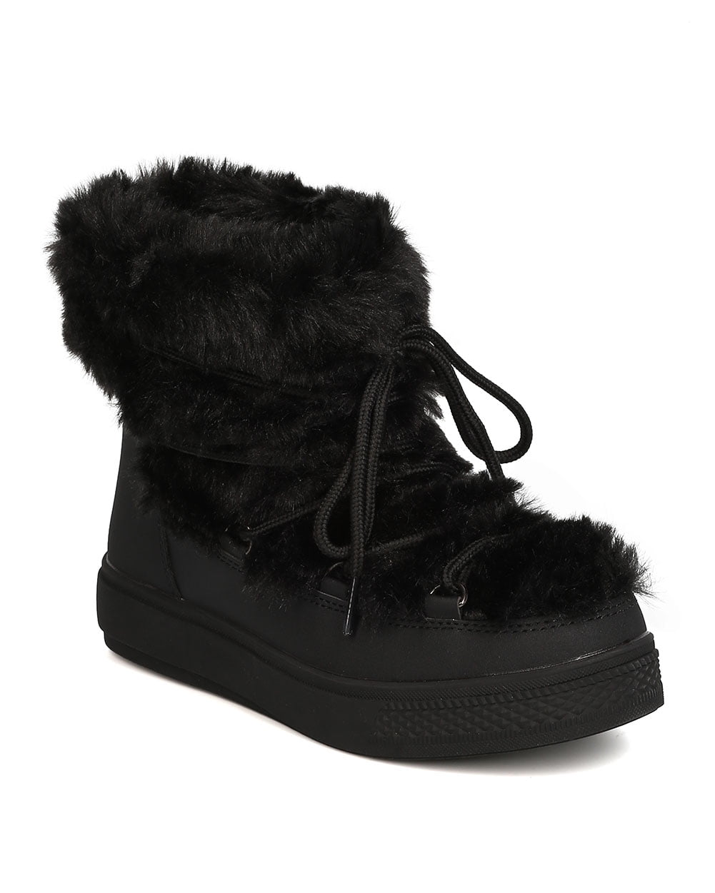 Cape Robbin GA04 Women Mixed Media Furry Lace Up Moon Boot Walmart