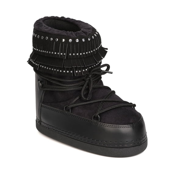 Cape Robbin GB06 Women Mixed Media Rhinestone Layered Fringe Boot