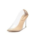 thumbnail image 1 of Cape Robbin Glass Doll Clear Transparent Pointed Lucite Heel Dress Pumps (7.5), 1 of 3