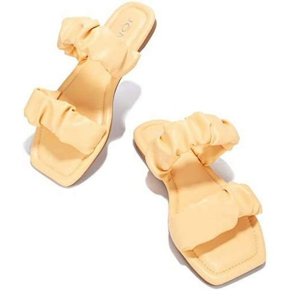 Cape Robbin JOMO Conflict Mules Slip On Slides Sandals Nude Open Toe Flat (11, Nude)