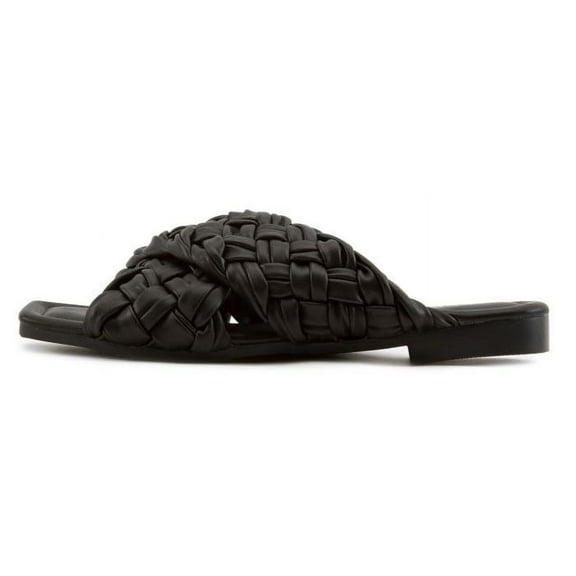 Cape Robbin JOMO Joelina Black Flat Fashion Wrapped Slip On Open Toe Sandals (Black, 5)