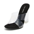 thumbnail image 1 of Cape Robbin Jolie Black Transparent Cris Cross Block Heeled Open Toe Sandals (Black Jolie, 10), 1 of 3