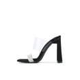 thumbnail image 1 of Cape Robbin Justna Black Clear Rhinestone Mule Square Open Toe High Sandals, 1 of 3