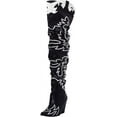 thumbnail image 1 of Cape Robbin Kelsey-21 Black/White Thigh High Over knee Cowgirl Boots (Black/White Stitch, 7.5), 1 of 5