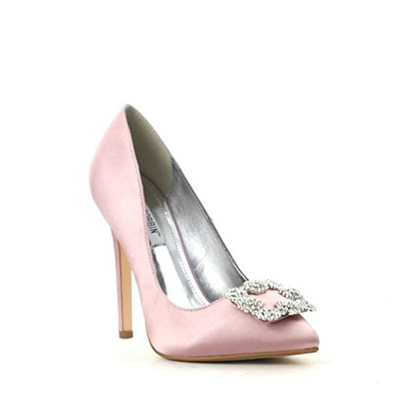 Cape Robbin Kitana-25 Slip On Rhinestone Crystal Embroider Shimmer Mauve Heel (8.5)