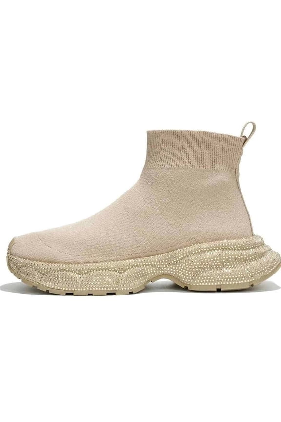 Lynelle Women's Mesh Sock Sneakers, Slip On Shape Up Walking Shoes Beige Size 6