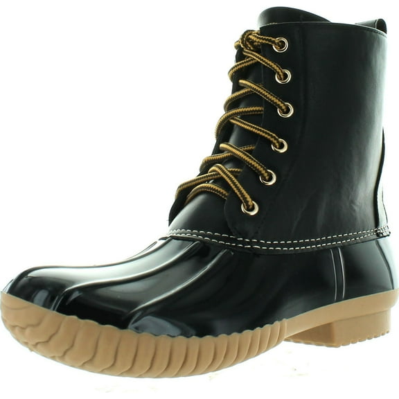 Cape Robbin MURIEL-8b Women's Lace Up Two Tone Duck Rain Shoes High Top Ankle Booties