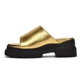 thumbnail image 1 of Cape Robbin Mamo Clogge Chunky Lug Sole Slip On Mule Open Toe Slides Sandals (Gold, 11), 1 of 3