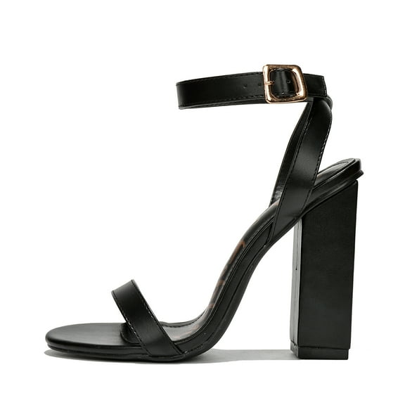 Cape Robbin Maria-2 Black Pu Block High Heel Transparent Open Toe Fashion Pumps (Black Pu, 6)