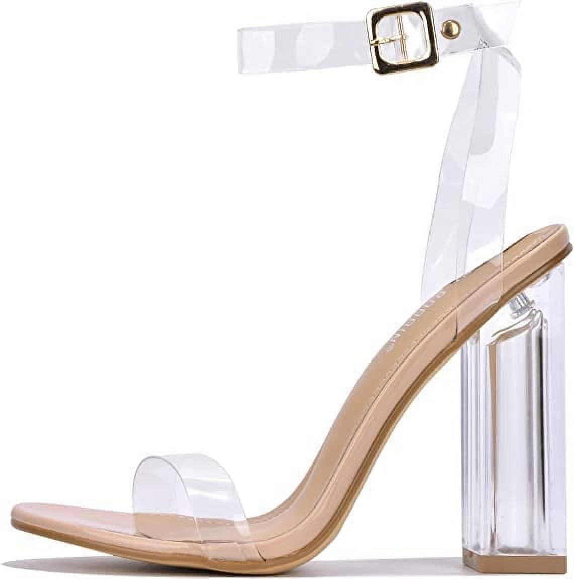 Chunky Heel Transparent Peep-toe Summer Ankle Strap Sandals | Ankle strap  heels, Heels, Ankle strap sandals