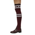 thumbnail image 1 of Cape Robbin Metis-1 Burgundy Stars And Stripes Ribbed Knit Over-The-Knee Boots (6), 1 of 3