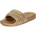 thumbnail image 1 of Cape Robbin Moira-18 Gold Metallic Embellished Footbed Pool Slides Flats Sandals (Gold, 6), 1 of 2