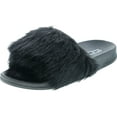 thumbnail image 1 of Cape Robbin Moira-5 Women Flip Flop Faux Fuzzy Fur Slide Slip On Flat Sandal Shoe Slipper Black, Black, 8, 1 of 7