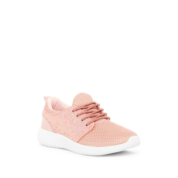 Cape Robbin Nappa-1 Pink Shimmering Glitter Decorated Platform Lace up Sneaker
