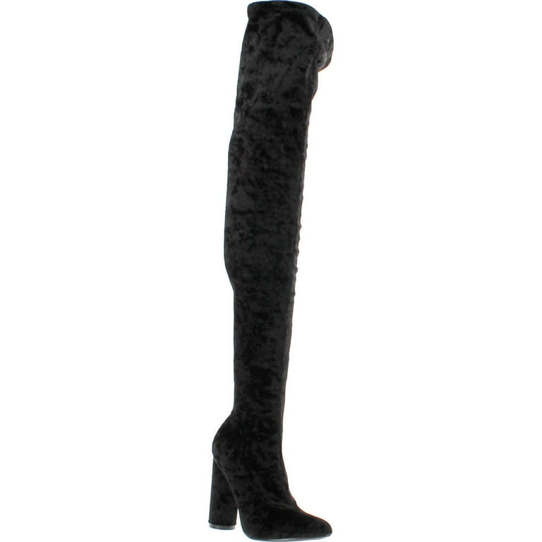Cape Robbin Paw-27 Crushed Velvet Stretchy Pointy Toe Thigh High