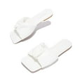 thumbnail image 1 of Cape Robbin RANGOON Flat Slip On Sandals Square Toe Flip Flop Mule Slide (6, WHITE), 1 of 2