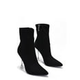 thumbnail image 1 of Cape Robbin RENEE Pointed Toe Lucite Perspex Clear Stiletto High Heel Ankle Boot (7.5, BLACK), 1 of 3