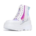thumbnail image 1 of Cape Robbin Radio Holographic Platform Ankle Chunky Block Heels Boots White (White, 7), 1 of 6
