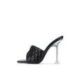 thumbnail image 1 of Cape Robbin Rafa Black Quilted Mule Square Open Toe Stiletto Heels Pumps Sandals (Black, 8.5), 1 of 4