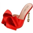 thumbnail image 1 of Cape Robbin Salsa Red Sexy High Heels Ribbon Open Toe Gold Sculptural Oval Pumps (RED, 8.5), 1 of 5