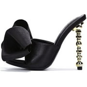 CAPE ROBBIN Salsa Women's Sandals Sexy High Heels Open Toe Oval Pumps BLACK (BLACK, 6)