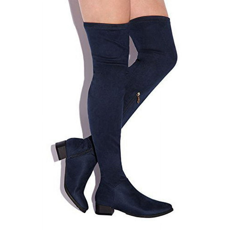 Navy blue flat boots discount