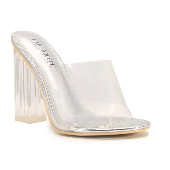 Cape Robbin Shoes Fusion Translucent Block High-Heel Mule Open Toe Sandal
