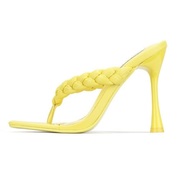 Cape Robbin TIBI Yellow Thong Flip Flop Mules Open Toe High Heel Pumps Sandals (Yellow, 6.5)