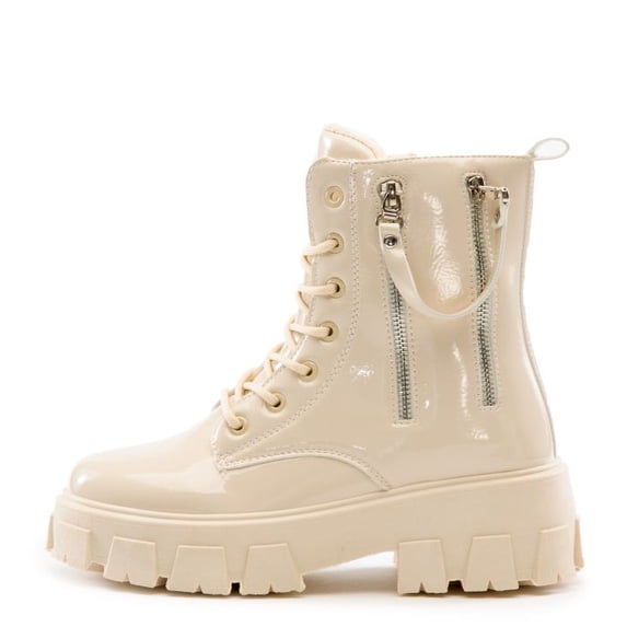 Cape Robbin TRENTON Lace-Up Chunky Platform Combat Booties OFF WHITE (6, OFF WHITE)