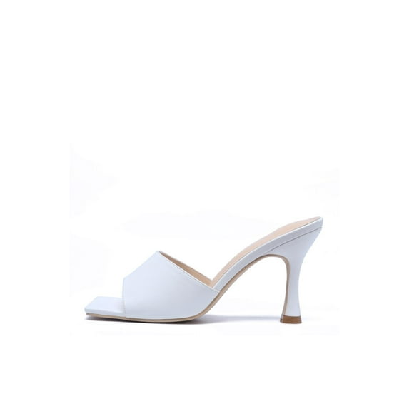 Cape Robbin Town Square On Your Knees White Mid Heel Open Toe Pumps Sandals (White, 7.5)