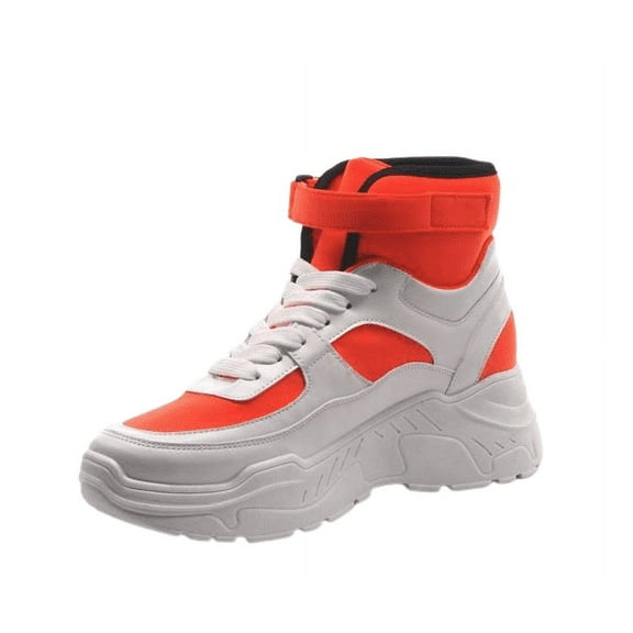 Cape Robbin Unity Neon Orange Yellow Lace Up Platform Chunky Fashion Sneakers (Orange, 9)